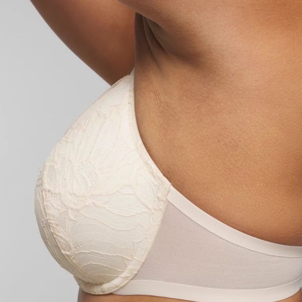 Soma 38DDD bra Lightest Lift Lace Plunge Underwire Ivory bridal 4 row hook NWOT